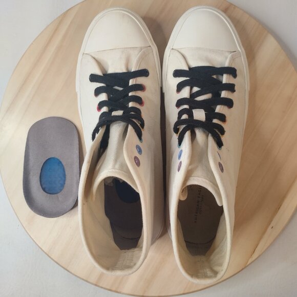 American Eagle Outfitters White w/ Multicolor Eyelets Hi-Top Sneakers Women US 9 - Picture 8 of 13